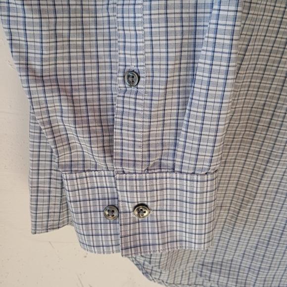 Calvin Klein Slim Fit Stretch Wrinkle Free Blue Check Dress Shirt XL - Picture 3 of 11
